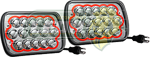 UNIDAD CUADRADA 7” C/15 HIPERLEDS DE 3W C/U c/SOQUET DE 3T. “OJO DE ANGEL ROJO” (JGO. c/2 pz.)