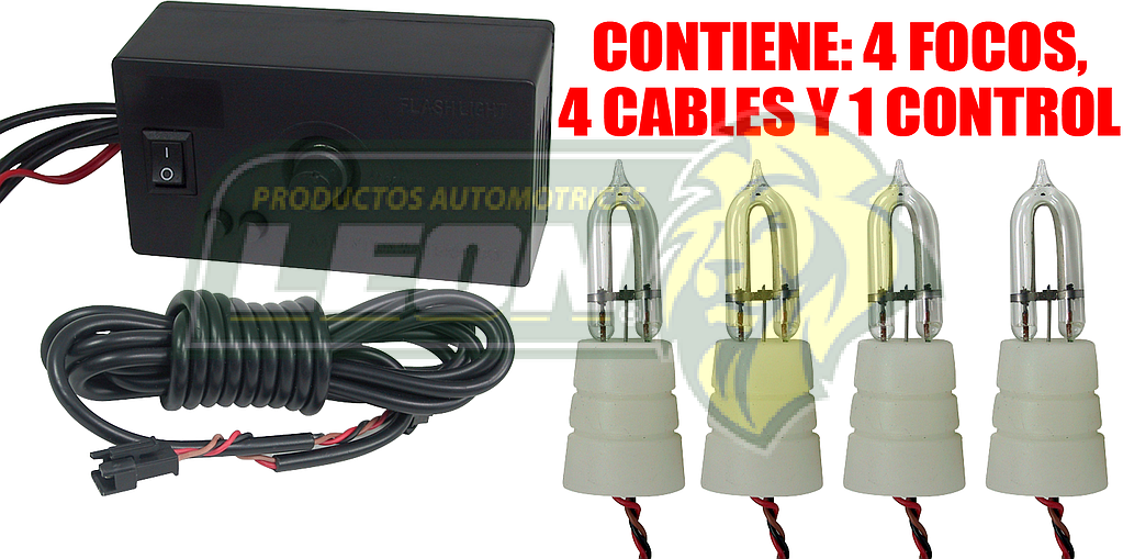 ESTROBO PROFESIONAL 8 FUNCIONES 12V, 4 FOCOS REFORZADO CON VENTILADOR Y COCHINO