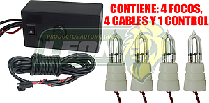ESTROBO PROFESIONAL 8 FUNCIONES 12V, 4 FOCOS REFORZADO CON VENTILADOR Y COCHINO