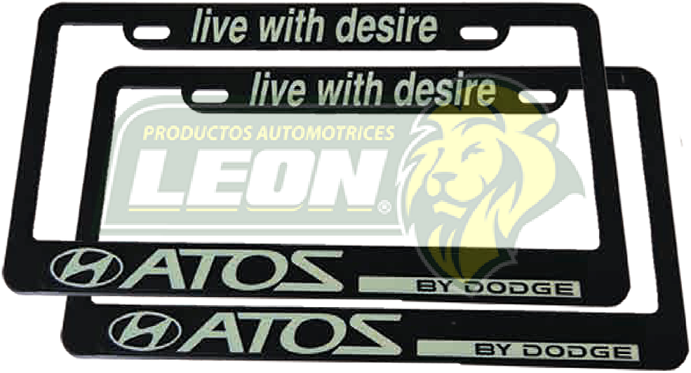 PORTAPLACAS NEGRAS GRABADAS ATOS LETRAS FLUORESCENTES (JGO. c/2 pzas.)