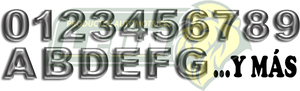 LETRAS Y NÚMEROS CROMADSS ADHERIBLES (BOLSA  c/20 pz. c/u)