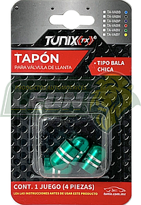 TAPON P/VALVULA DE LLANTA T/BALA (JGO. c/4 pzas.) VERDE
