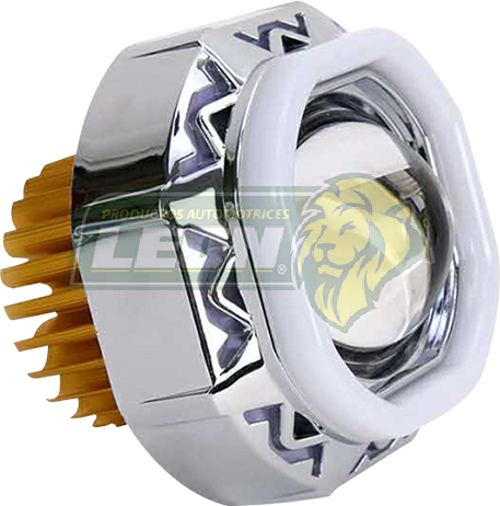 FARO P/MOTO 1 LED BLANCO CARCASA CUADRADA ARO LED ROJO