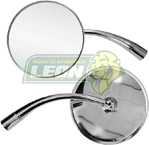 ESPEJO LATERAL (L) VW SEDAN M.1500 46-69 CROMADO “CONCHA REDONDA, BRAZO CORTO ” C/PERNO (PRECIO X pza.)