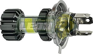FOCO LED H4 PARA MOTOCICLETA 12-80V, 32 WATTS LUZ ALTA/BAJA 6500K (8 LADOS) COLOR NEGRO