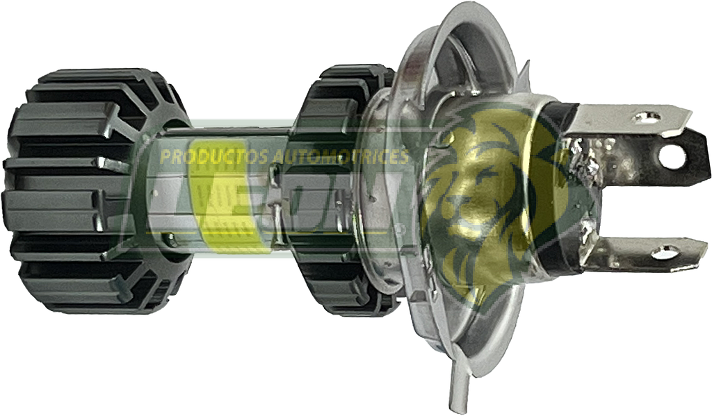 FOCO LED H4 PARA MOTOCICLETA 12-80V, 32 WATTS LUZ ALTA/BAJA 6500K (8 LADOS) COLOR NEGRO