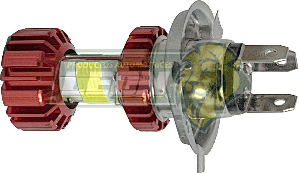 FOCO LED H4 PARA MOTOCICLETA 12-80V, 32 WATTS LUZ ALTA/BAJA 6500K (8 LADOS) COLOR ROJO