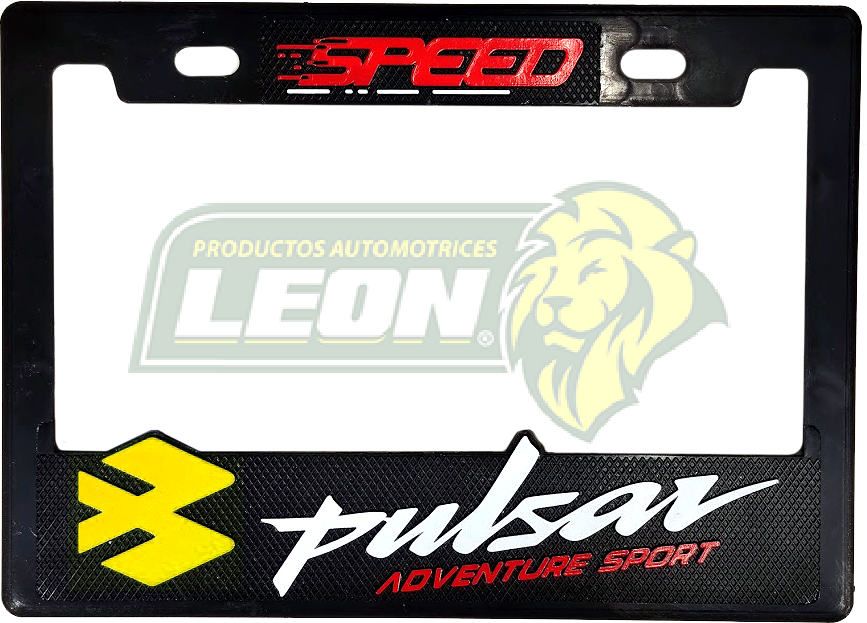 PORTAPLACA CHICA 22x15.5 cm.P/MOTO GRABADO PULSAR AMARILLO / SPEED ROJA (X PIEZA)