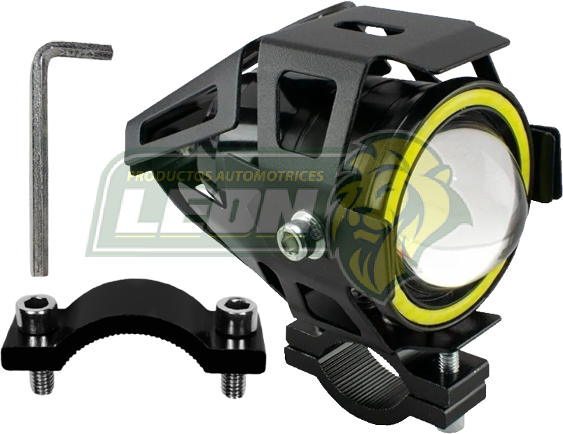 FARO LED LUPA LASER CON ARO DE LEDS IDEAL P/MOTOCICLETA 30W 1200LM/W (ABRAZ. NEGRA) “OJO DE DEMONIO”