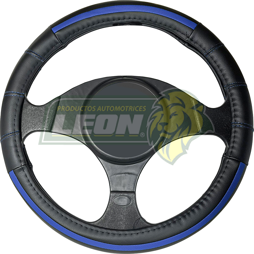 FUNDA P/VOLANTE DE VINIL NEGRA/AZUL HULE UNIVERSAL MEJOR CALIDAD
