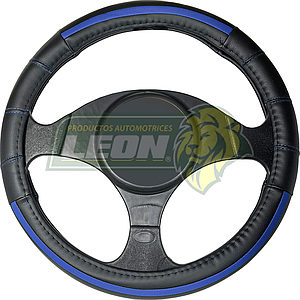 FUNDA P/VOLANTE DE VINIL NEGRA/AZUL HULE UNIVERSAL MEJOR CALIDAD