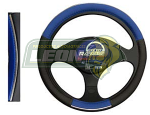 FUNDA P/VOLANTE DE VINIL NEGRA/AZUL VIVO CROMADO HULE UNIVERSAL (IEC2003700)