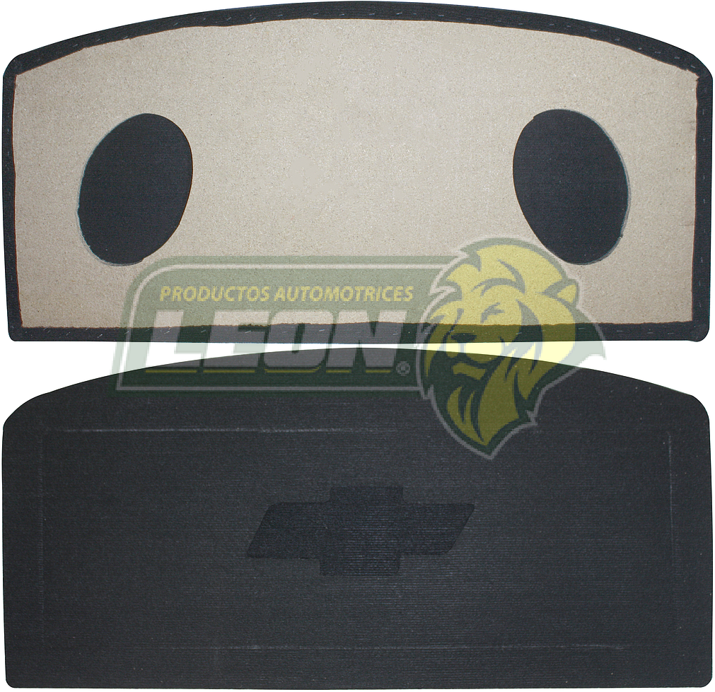 TAPA TRASERA P/BOCINAS G.M. CHEVY C/MARCO Y ESCUDO ALFOMBRA GRIS