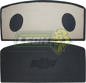 TAPA TRASERA P/BOCINAS G.M. CHEVY C/MARCO Y ESCUDO ALFOMBRA GRIS