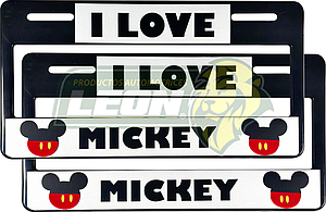 PORTAPLACAS NEGRAS NUMERICO 7 cm. SOLO SE VEN LOS # Y LETRAS STICKER MICKEY (JGO c/2 pz.)