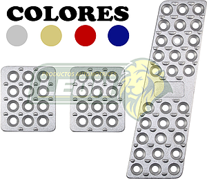 CUBREPEDALES STD. METALICOS “TIPO MOMO” (JGO. c/3 pz) COLORES