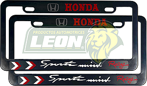PORTAPLACAS NEGRAS UNIVERSAL C/STICKER HONDA NACIONAL (JGO c/2 pz.)