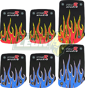 JUEGO DE PEDALES HULE FLAMAS STD. (ROJO o AZUL)