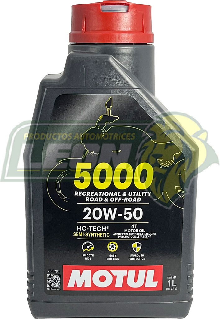 ACEITE MOTUL SEMI SINTETICO REFORZADO CON BASES HC-TECH 5000 4T 20W50 1 Lt