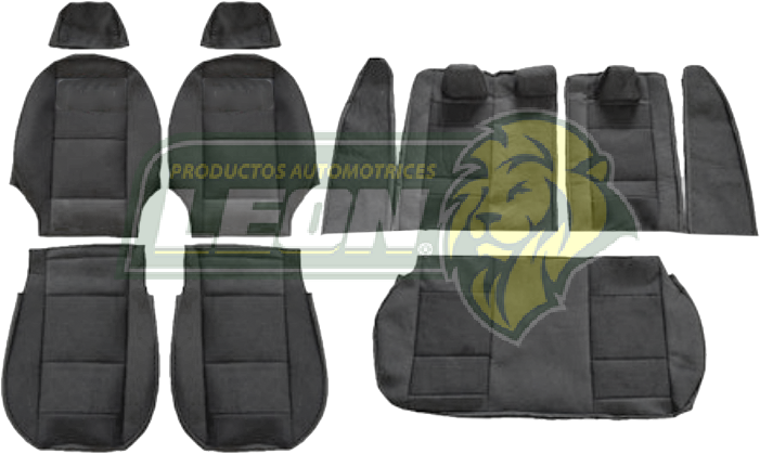 FUNDA PARA ASIENTO SENTRA, TELA AUTOMOTRIZ C/VINIPIEL, CABECERA SEPARADA (11 PZAS)