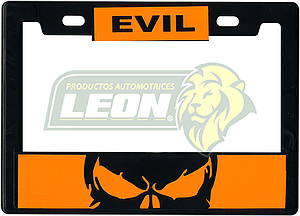 PORTAPLACA CHICA 22x15.5 cm.P/MOTO STICKER EVIL NARANJA (VINIL) (X PIEZA)