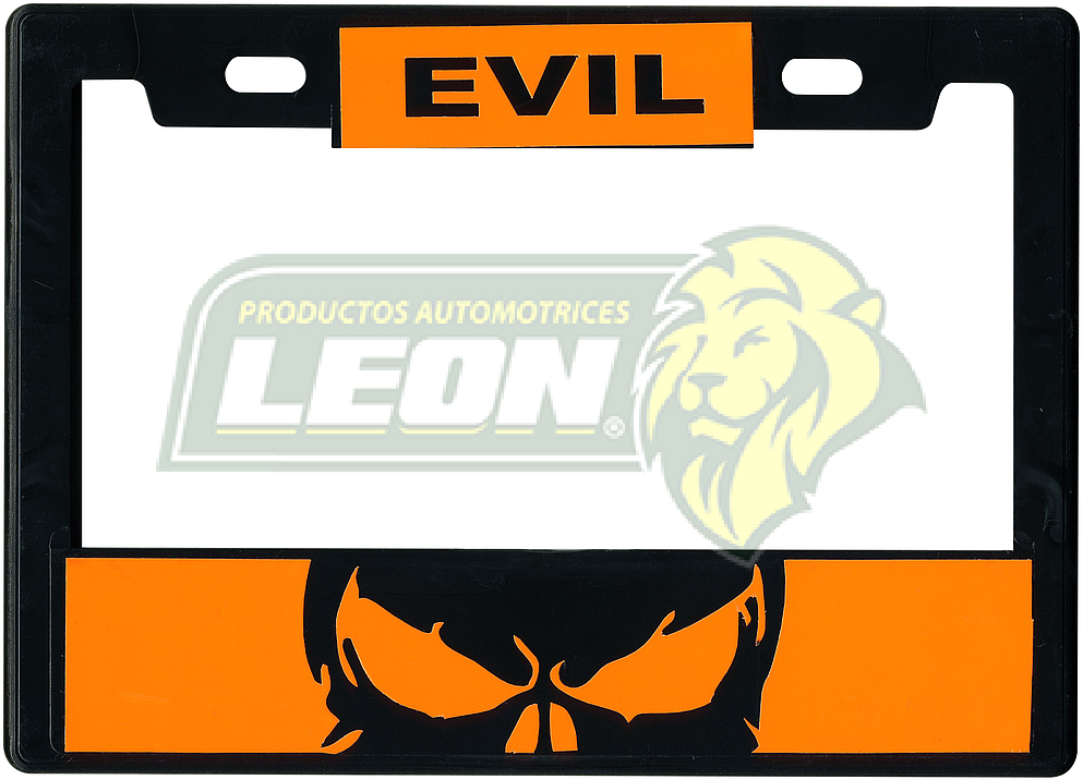 PORTAPLACA CHICA 22x15.5 cm.P/MOTO STICKER EVIL NARANJA (VINIL) (X PIEZA)