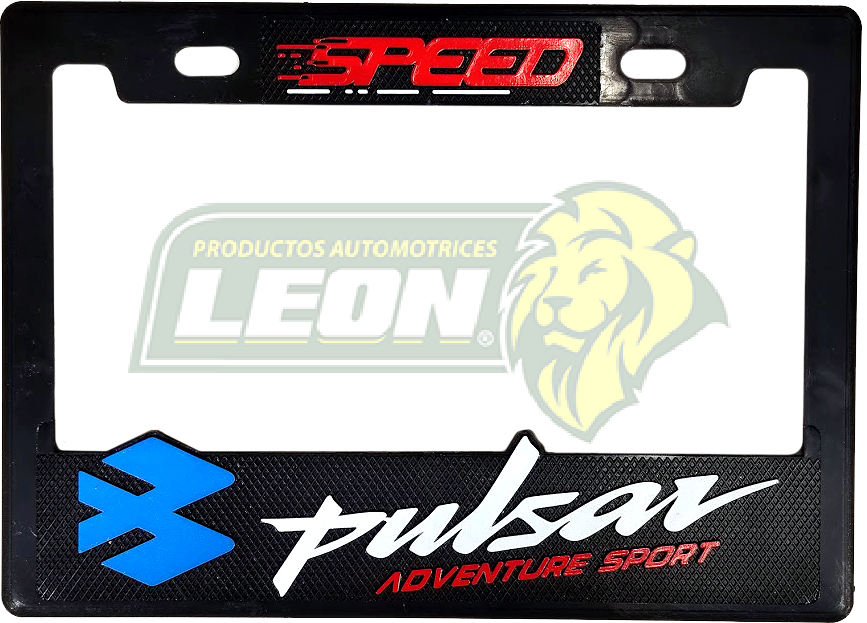 PORTAPLACA CHICA 22x15.5 cm.P/MOTO GRABADO PULSAR AZUL / SPEED ROJO (X PIEZA)