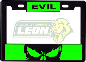 PORTAPLACA CHICA 22x15.5 cm.P/MOTO STICKER EVIL VERDE (VINIL) (X PIEZA)