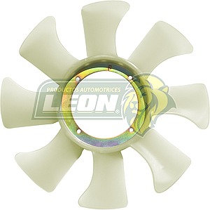 VENTILADOR NAILON NISSAN URVAN 02-05 2.4L, NP300 D22 02-12 HO777 8 ASPAS 4 HOYOS CENTRO DE METAL TIPO ORIGINAL ØI: 13 cm, ØE: 39.7 cm