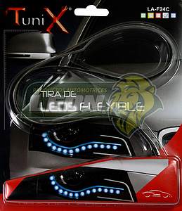 TIRA DE LEDS AUTOADHERIBLE FLEXIBLE 24” ó 60 cm (AZUL, BLANCO, VERDE, ROJO, AMARILLO) TUNIX