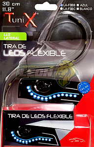 TIRA DE LEDS AUTOADHERIBLE FLEXIBLE 11.8” ó 30 cm (AZUL, BLANCO) TUNIX