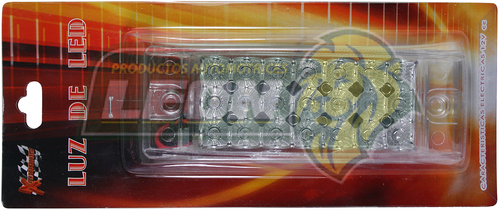 PLAFON TRANSPARENTE 21 LEDS AMBAR 12V 5.2x15 cm