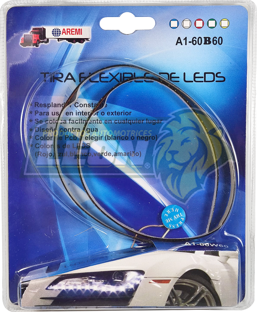 TIRA FLEXIBLE C/60 LEDS AZULES 60 cm 24”