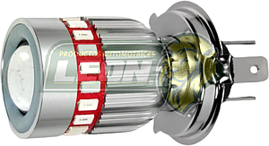 FOCO H4 12V 18W BASE C/ARILLO DE LED, LUZ FIJA, C/ESTROBO, LUZ ALTA Y BAJA 
