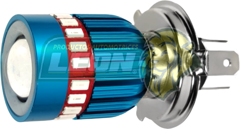 FOCO H4 12V 18W BASE C/ARILLO DE LED, LUZ FIJA, C/ESTROBO, LUZ ALTA Y BAJA