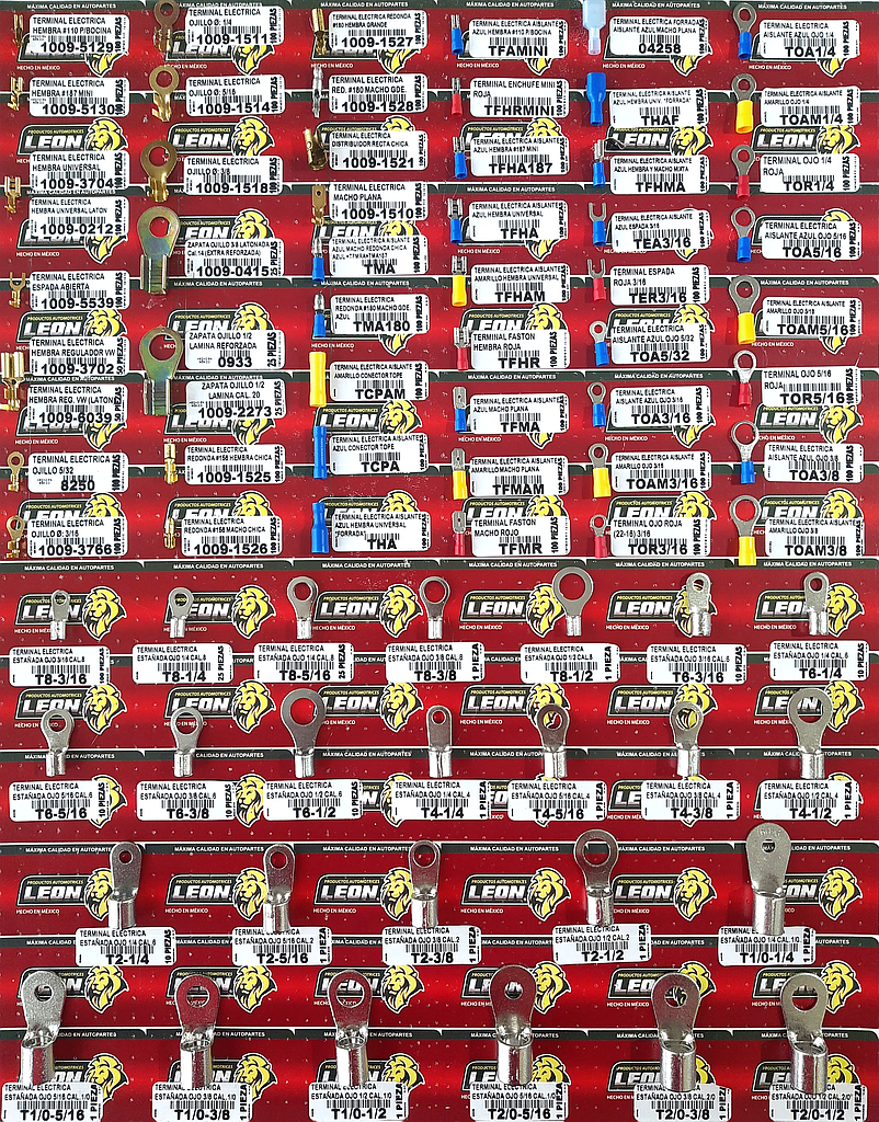 MUESTRARIO DE TERMINALES ELECTRICAS (LATON, COBRIZADAS, CON AISLANTE, ESTAÑADAS)