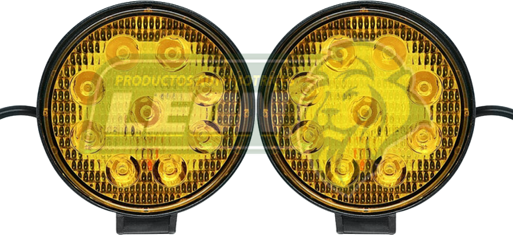 FARO REDODNDO 9 LEDS MACA AMBAR C/ESTROBO Y FIJO (JOG. c/2 pz.)