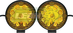 FARO REDODNDO 9 LEDS MACA AMBAR C/ESTROBO Y FIJO (JOG. c/2 pz.)