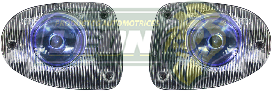FAROS c/BASE TRANSP.ARENTE AHUMADO AZUL (JGO. c/2 pz.)