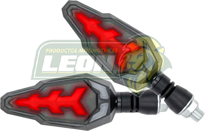 LAMPARA DIRECCIONAL PARA MOTO C/LUZ ROJA DIURNA SECUENCIAL, CASCADA NEGRA 12V (JGO. c/2 pzas.)