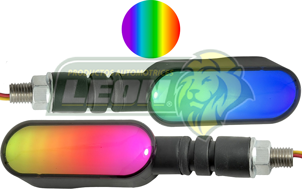 LAMPARA DIRECCIONAL PARA MOTO MULTICOLOR PROYECTOR FLECHA 12V (JGO. c/2 pzas.)