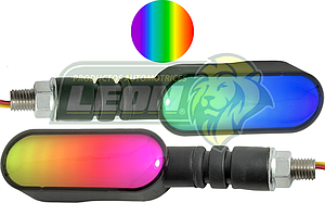 LAMPARA DIRECCIONAL PARA MOTO MULTICOLOR PROYECTOR FLECHA 12V (JGO. c/2 pzas.)