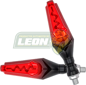 LAMPARA DIRECCIONAL PARA MOTO C/LUZ ROJA DIURNA SECUENCIAL, CASCADA NEGRA 12V (JGO. c/2 pzas.)