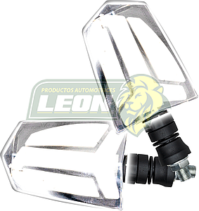 LAMPARA DIRECCIONAL PARA MOTO C/LUZ BLANCA DIURNA SECUENCIAL, CASCADA NEGRA 12V (JGO. c/2 pzas.)