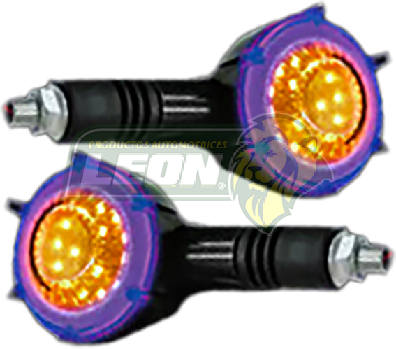 LAMPARA DIRECCIONAL PARA MOTO C/LUZ AZUL DIURNA SECUENCIAL, CASCADA NEGRA 12V (JGO. c/2 pzas.)