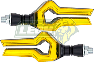 LAMPARA DIRECCIONAL PARA MOTO C/LUZ AMBAR SECUENCIAL, CASCADA NEGRA 12V (JGO. c/2 pzas.)