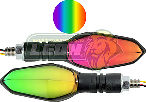 LAMPARA DIRECCIONAL PARA MOTO MULTICOLOR C/PROYECTOR FECHA (JGO. c/2 pzas.)