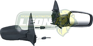 ESPEJO LATERAL RENAULT MEGANE II, CLIO SOPORT 06- C/CASQUILLOS (NEGRO, CONTROL T/O E-2002) ABATIBLE (R)