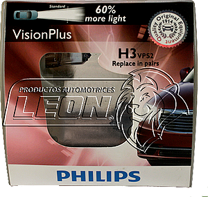 FOCO H3 12 55W VISION PLUS VPS2 (60% MÁS LUZ) PHILIPS (ESTUCHE JGO. c/2. pz.)