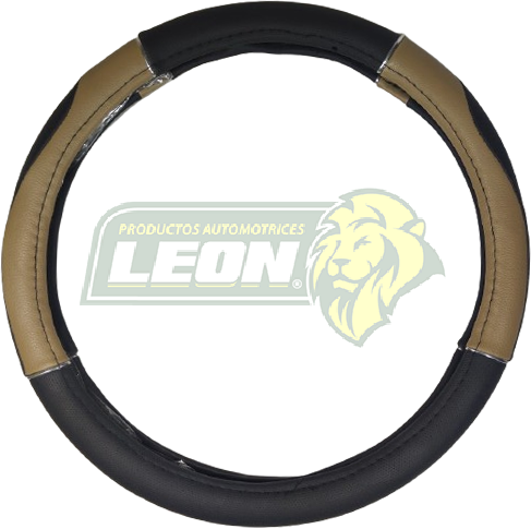 FUNDA P/VOLANTE TIPO PIEL NEGRA/BEIGE LISA PUNTOS UNIVERSAL